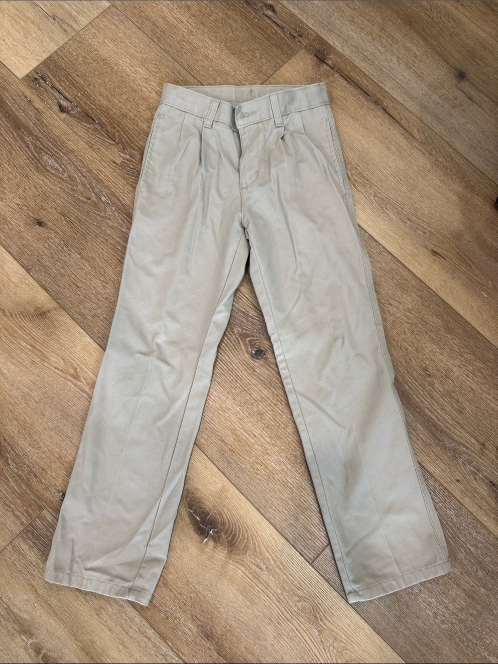 Chaps Boys Pleated Khaki Pants - Light Tan